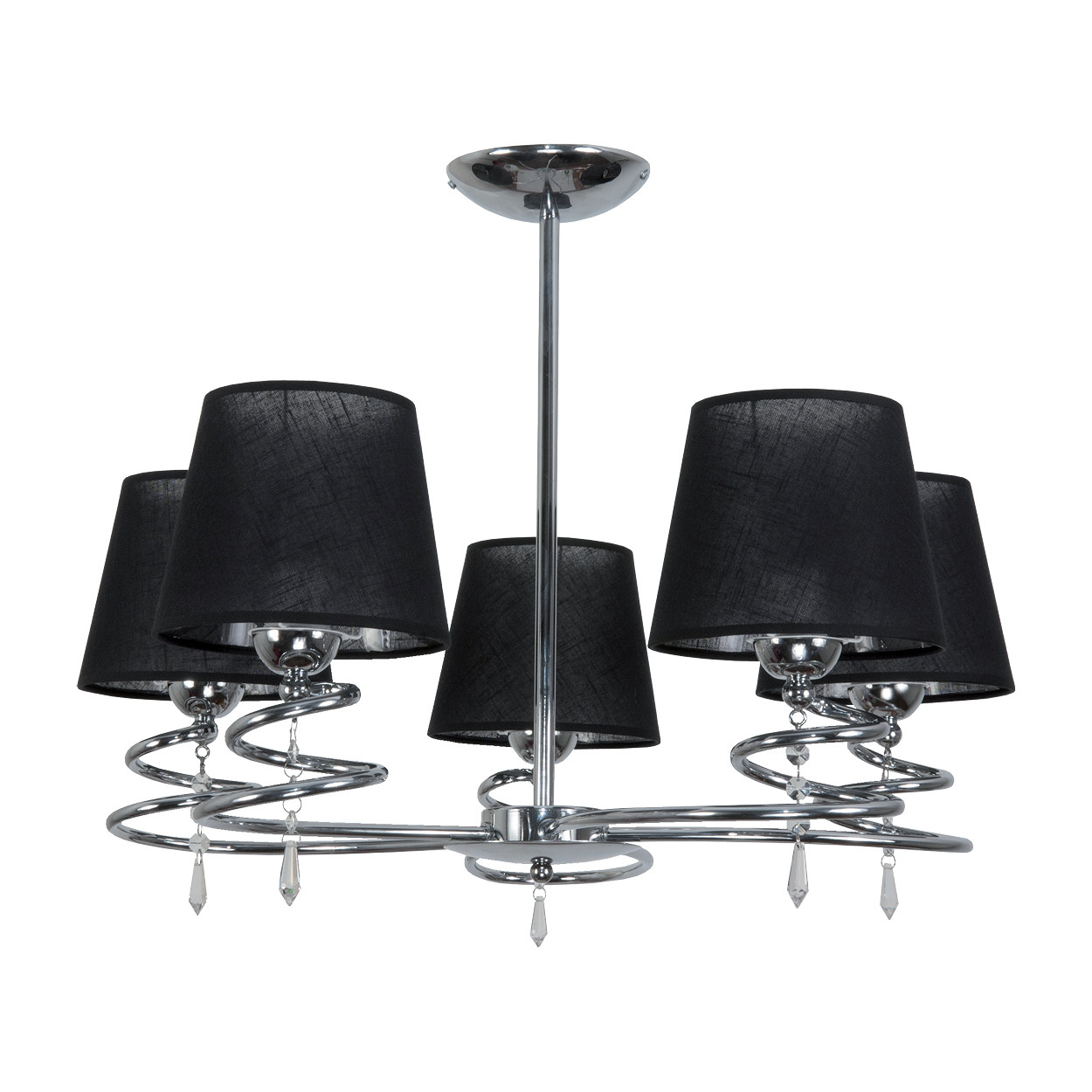 Lampa sufitowa żyrandol chrom czarne abażury EDYLIT 5xE27 QUEEN NEGRO II