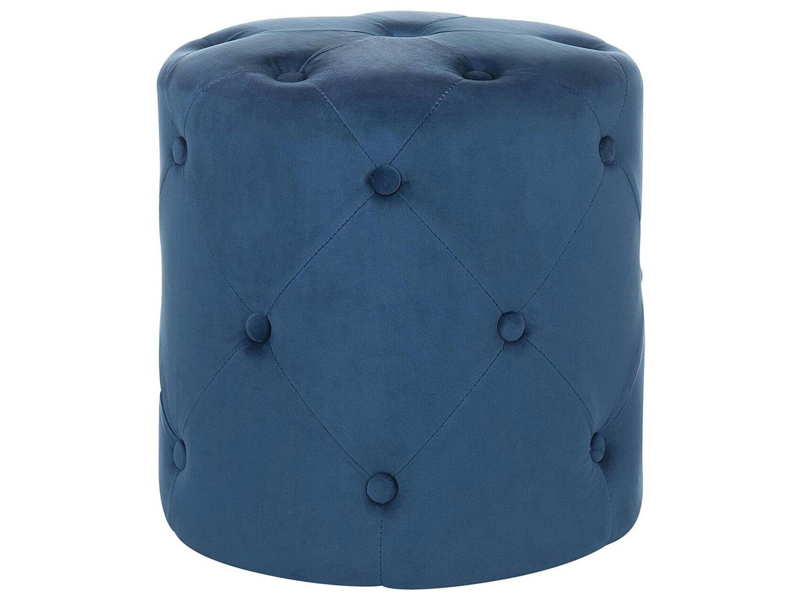 COROLLA - Pouf en velours bleu foncé ⌀ 40 cm