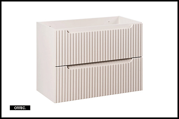 Meuble sous vasque de 80 cm - avec vasque à poser - avec plan - Cachemire Mat/Blanc - 2 portes - VOLTA CASHMERE