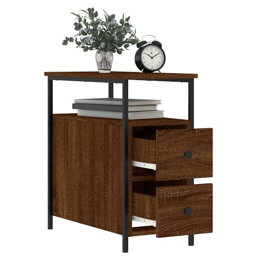 NNEVL Bedside Cabinet Brown Oak 30x60x60 cm Engineered Wood