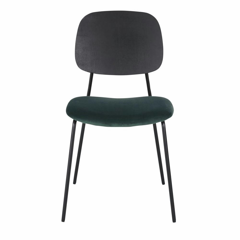 Eye - Chaise en velours vert et dossier noir, OEKO-TEX®
