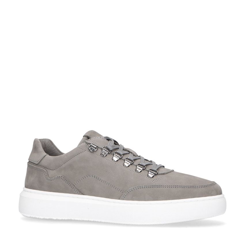 Manfield Grijze nubuck sneakers