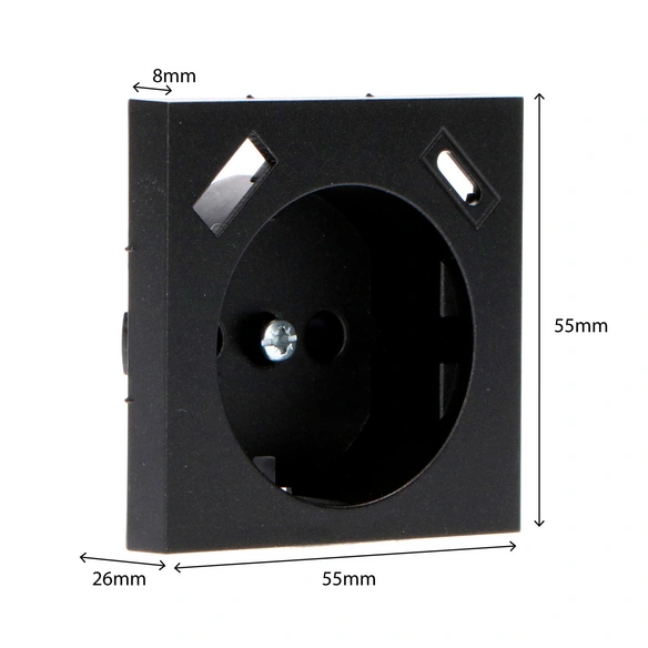 Steckdosen-Einsatz, BxH: 5,5 x 5,5 cm, schwarz