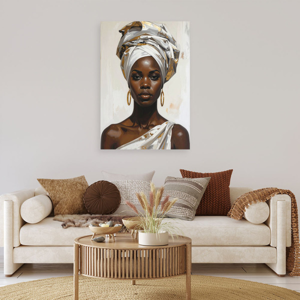 Obraz do salonu sypialni biura, Kobieta w białym turbanie 20x30