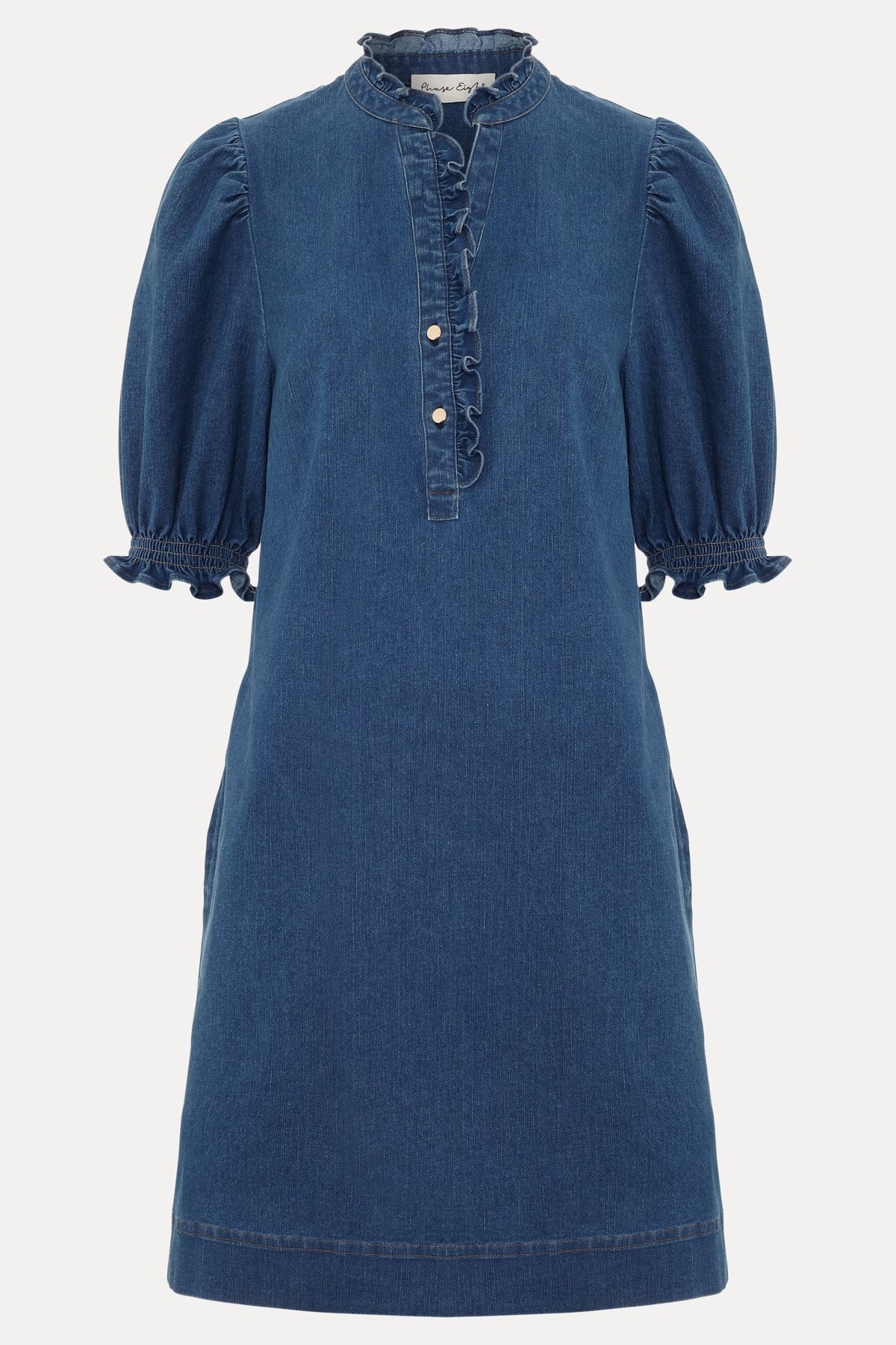 Phase Eight Carly Ruffle Placket Denim Dress