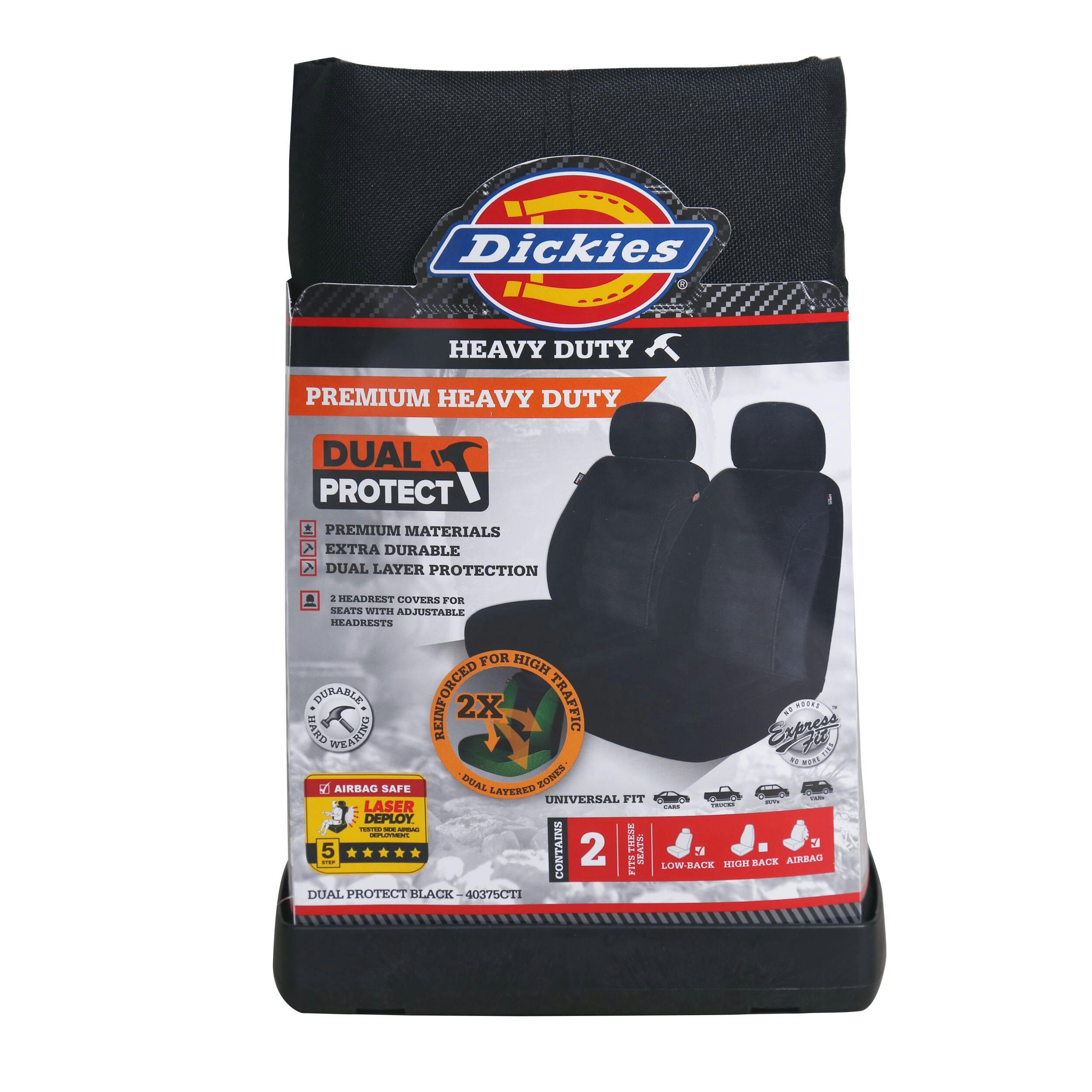 Dickies Heavy Duty Seat Cover Set, Black, 2-pk