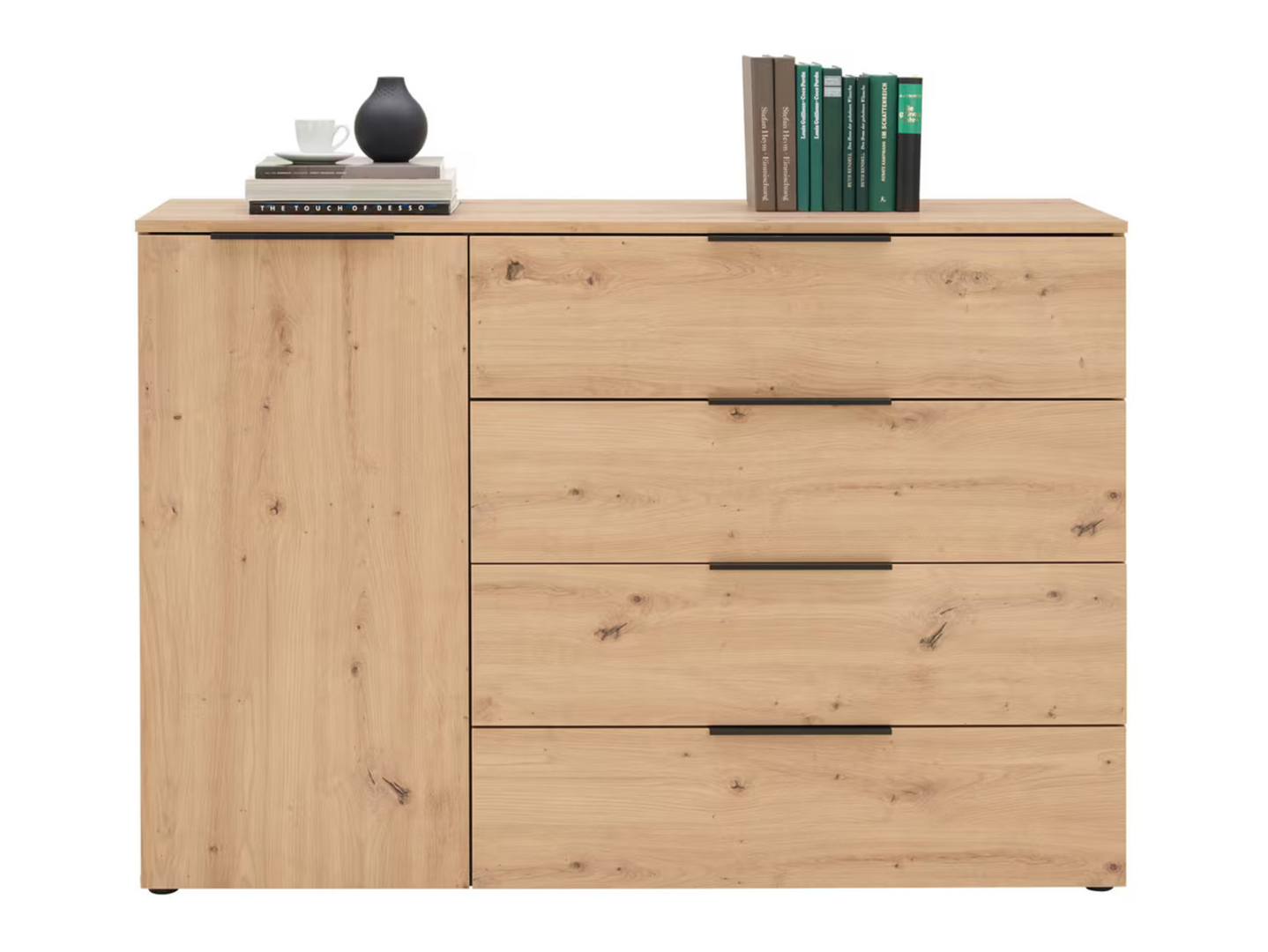 Komoda Kera 136 cm z drzwiami i 4 szufladami dąb artisan
