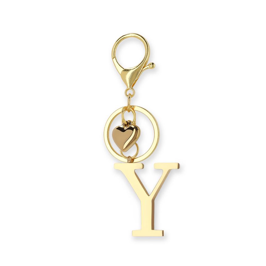 Manfield Goudkleurige bag charm letter Y