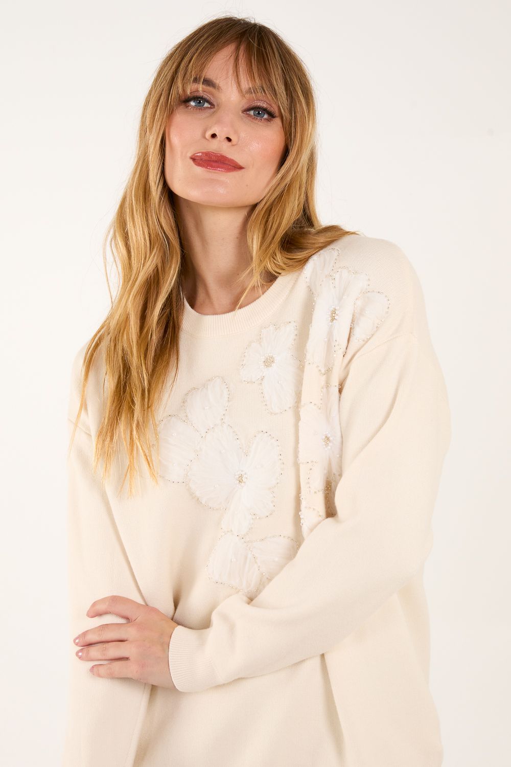 Blue Vanilla Flower Diamante Jumper
