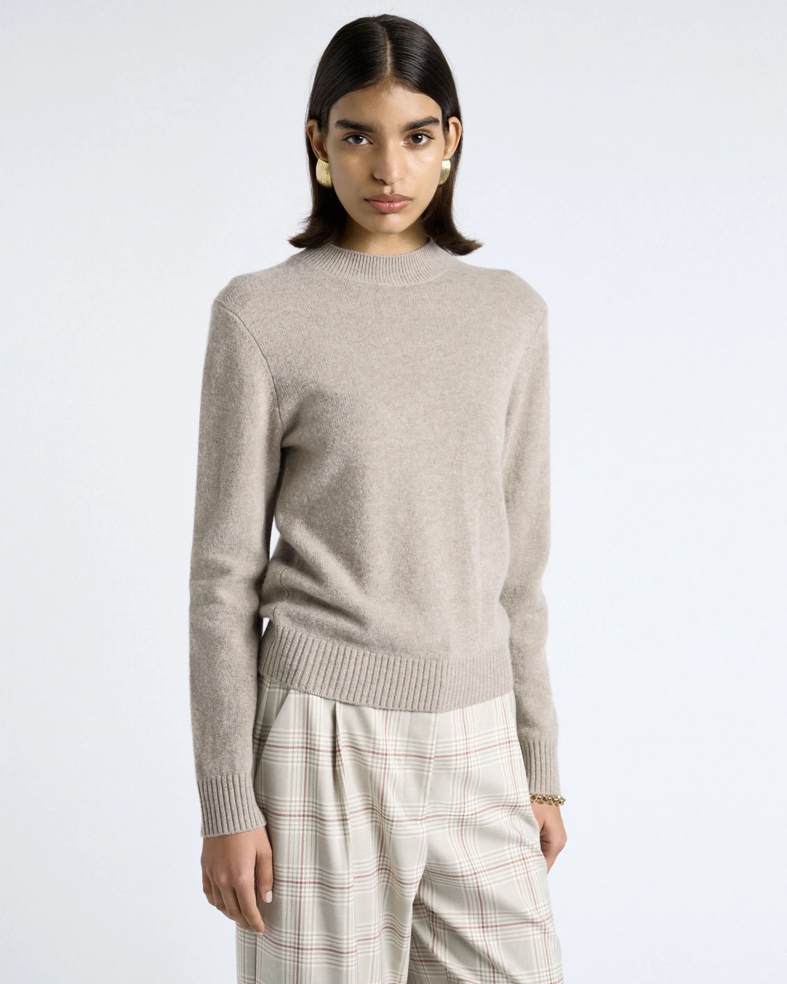 Merino Cashmere Blend Mock Neck Knit