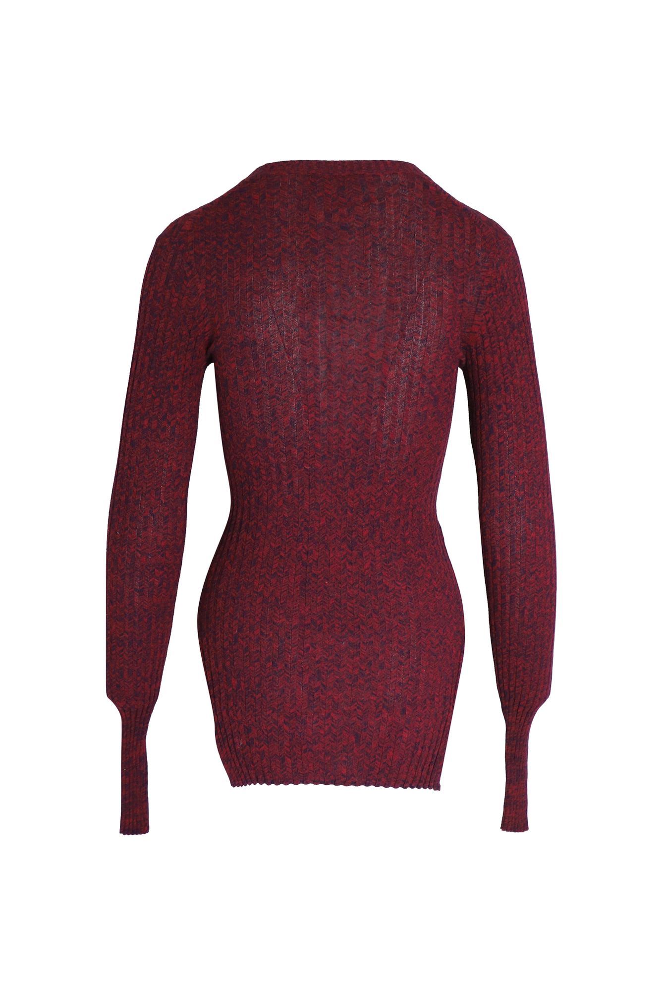 Celine Preloved Ribbed Sweater in Burgundy Cotton
