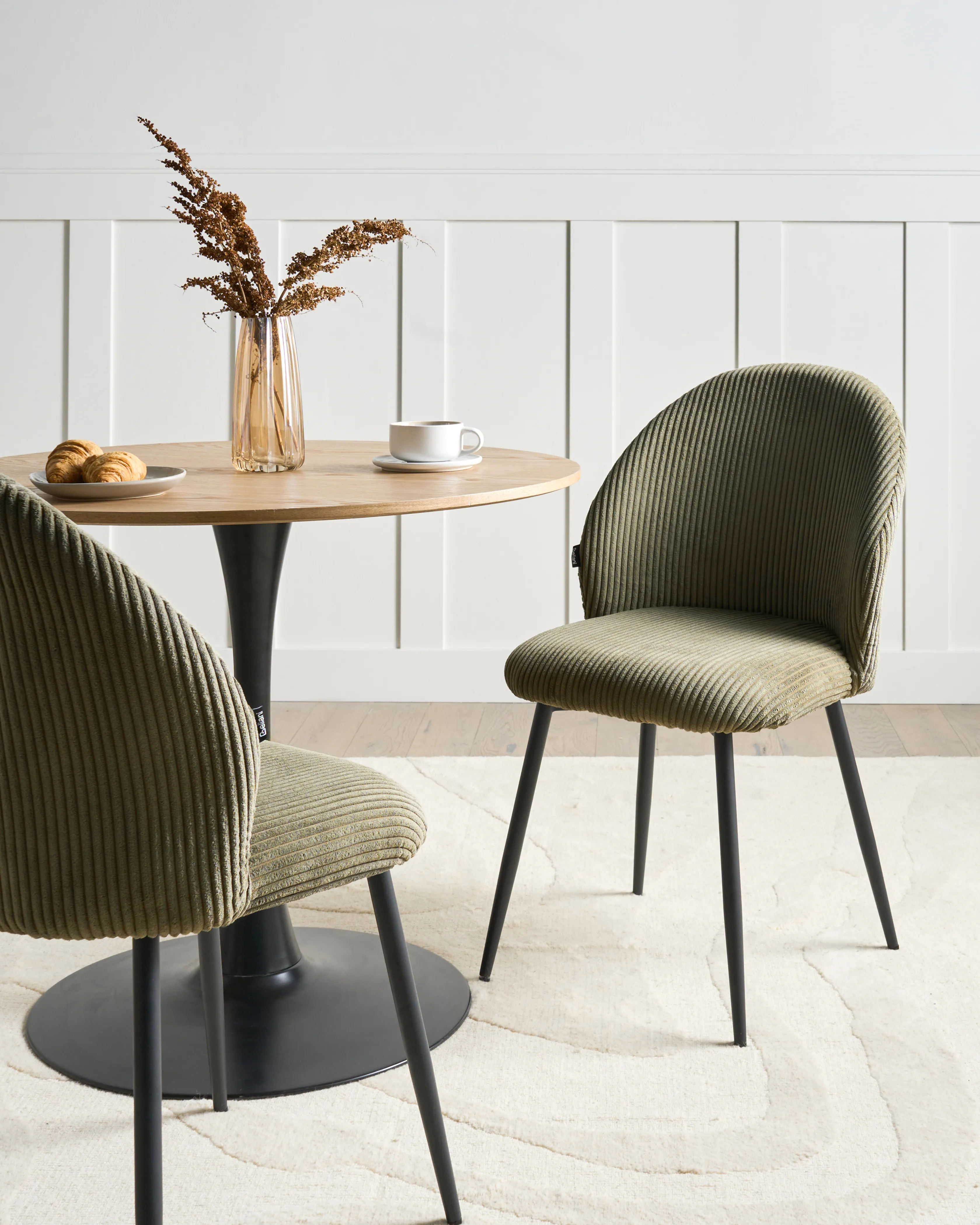 Set of 2 Dining Chairs ELOY Corduroy Dark Green