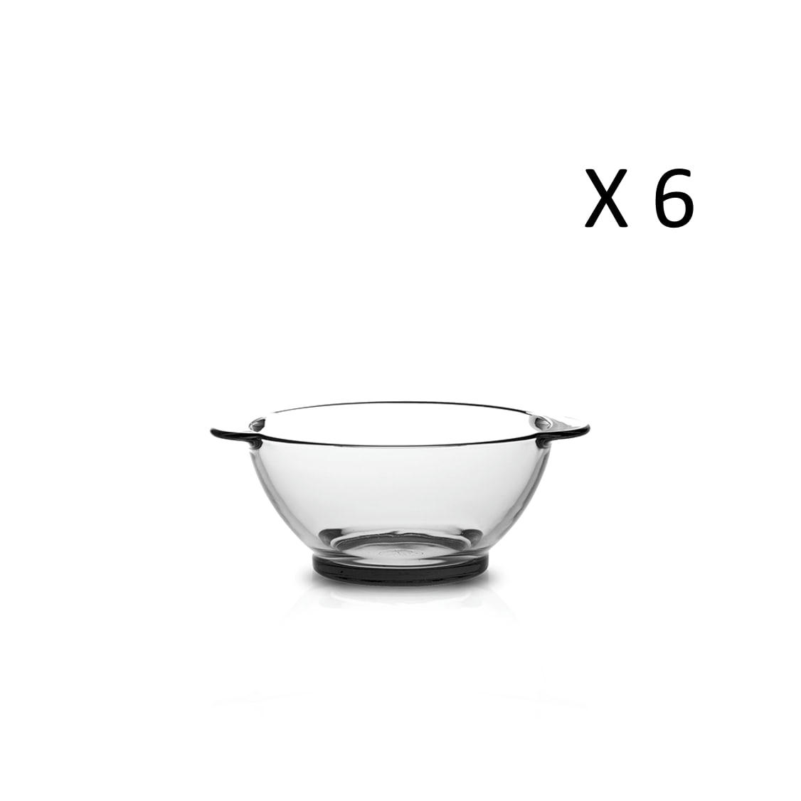 LYS - Lot de 6 - Bol à oreilles 51cl en verre résistant teinté tansparent