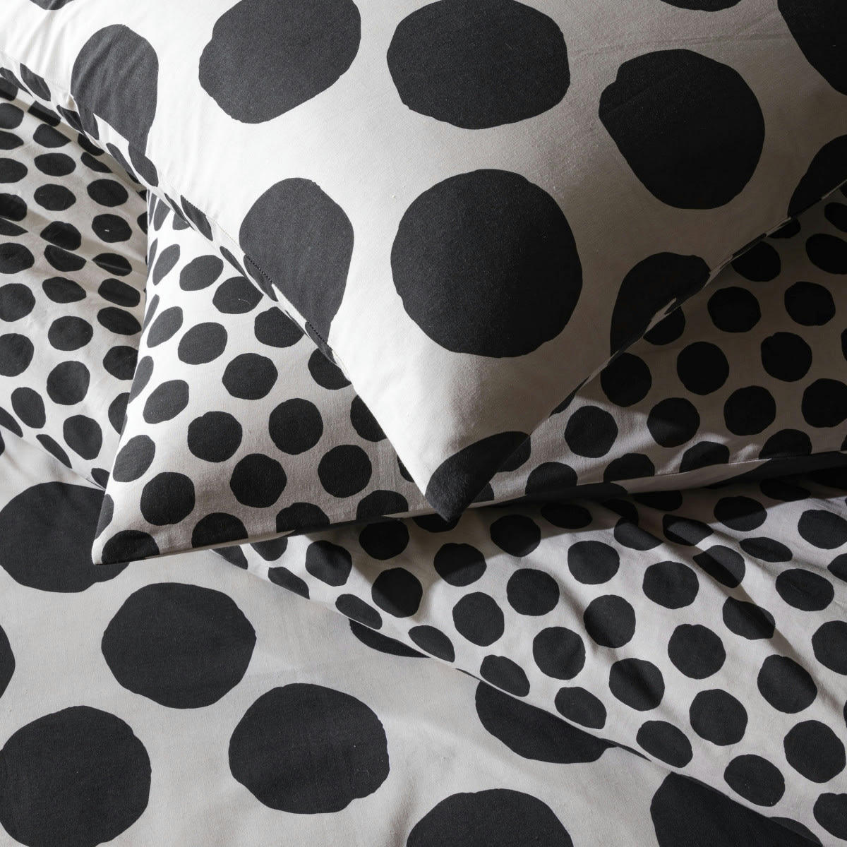 NICO - Parure de lit 2 personnes coton  imprimé noir 260x240cm