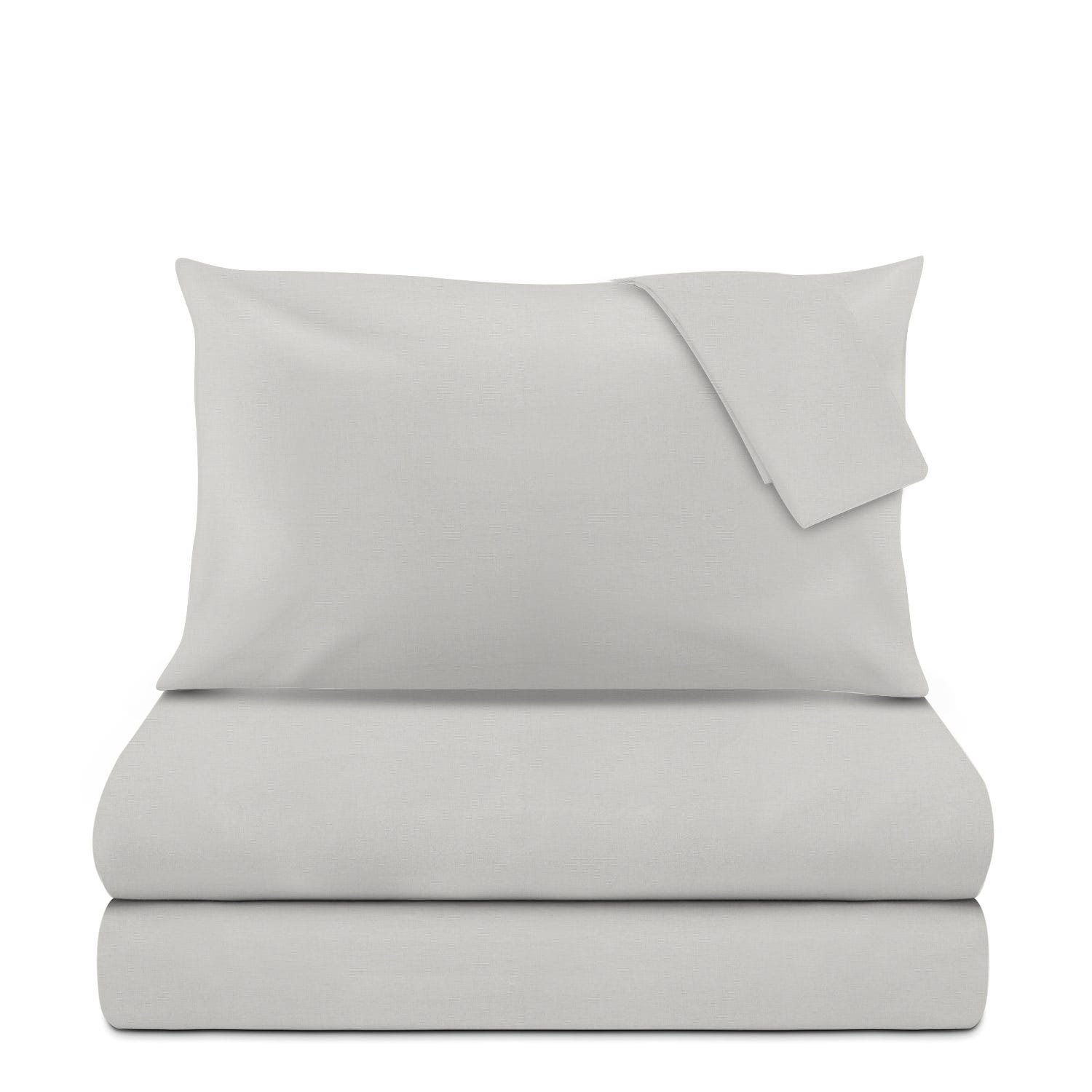 Completo letto matrimoniale cotone tinta unita grigio