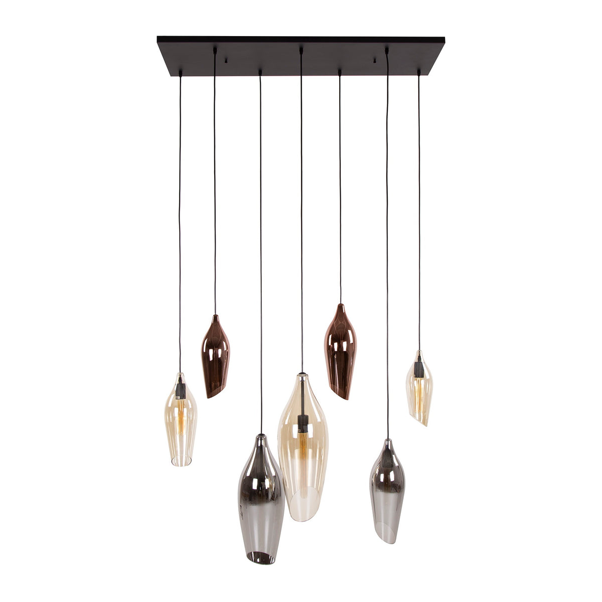 Giga Meubel Hanglamp Cocoon - Multicolor Glas - 7-Lichts - 120x40x150cm