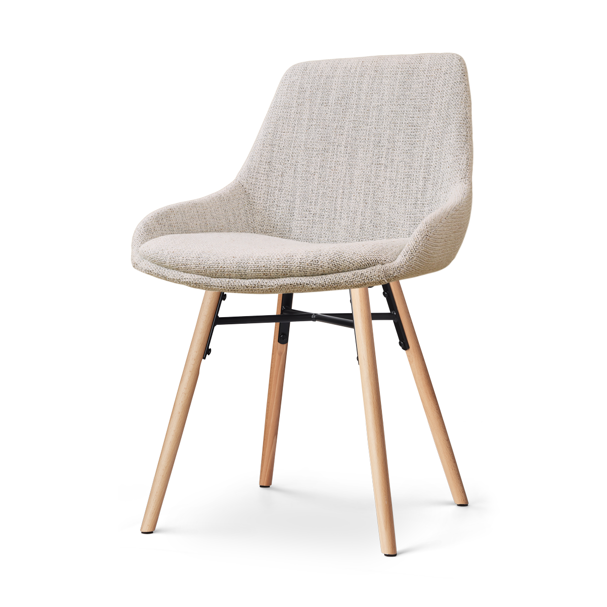 Nolon Nena-Isa Eetkamerstoel Beige Gemêleerd - Stof - Houten Poten