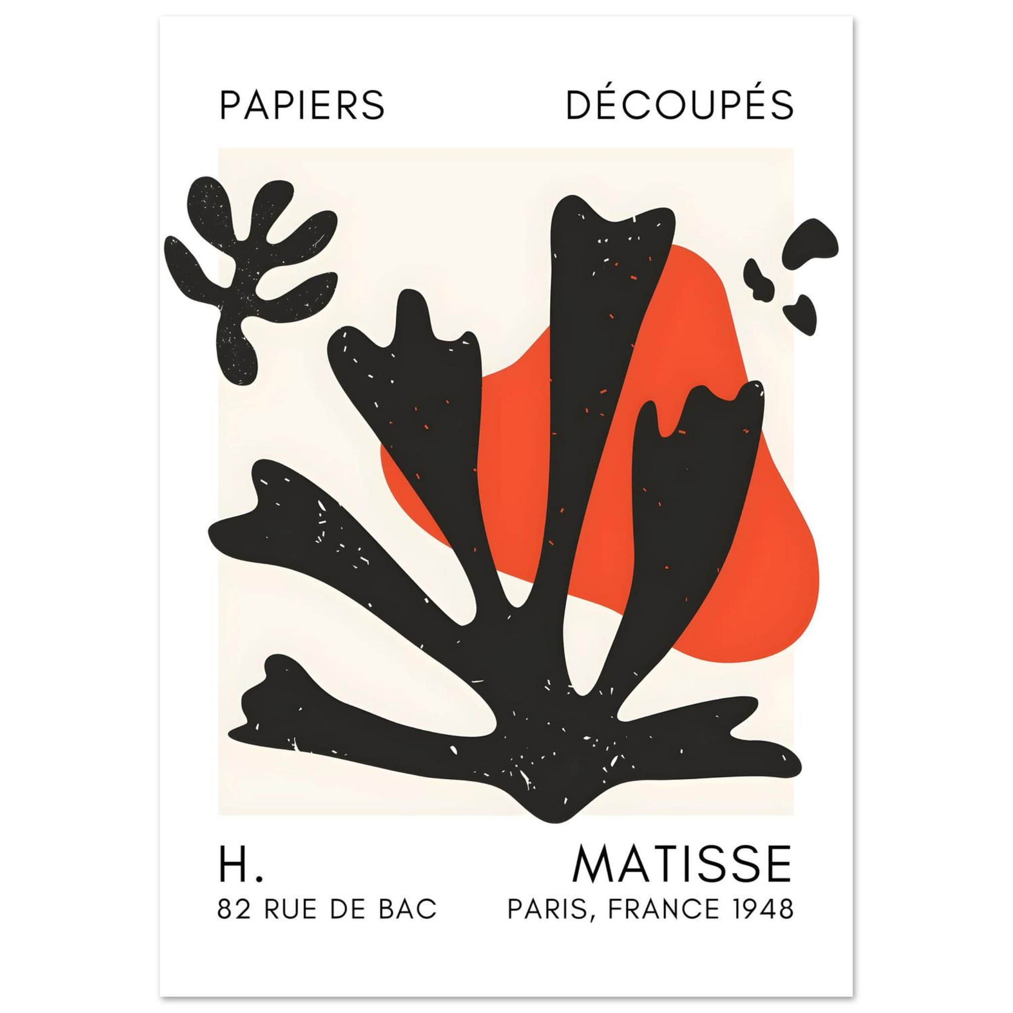 Artfulprints Poster Matisse – Abstract bloom black  - A4 21x29.7 cm - Zwart