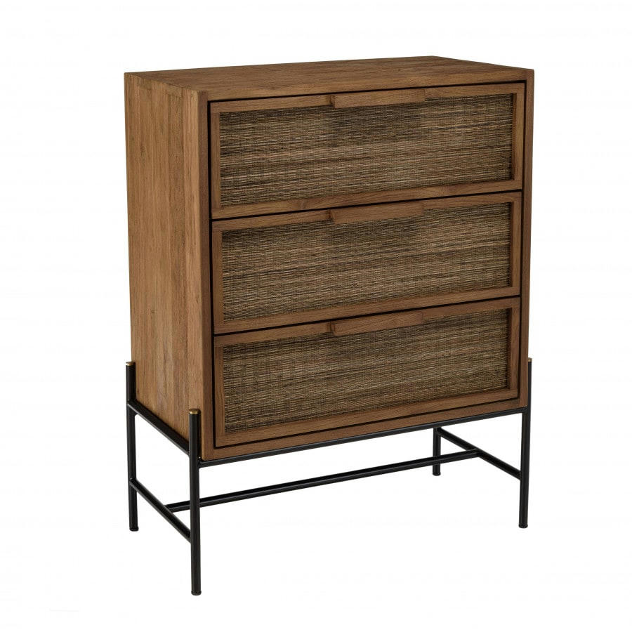 ALIDA - Commode 3 tiroirs en bois de teck recyclé