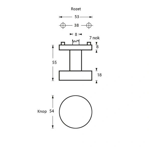 Türknopf, D.53x8 mm