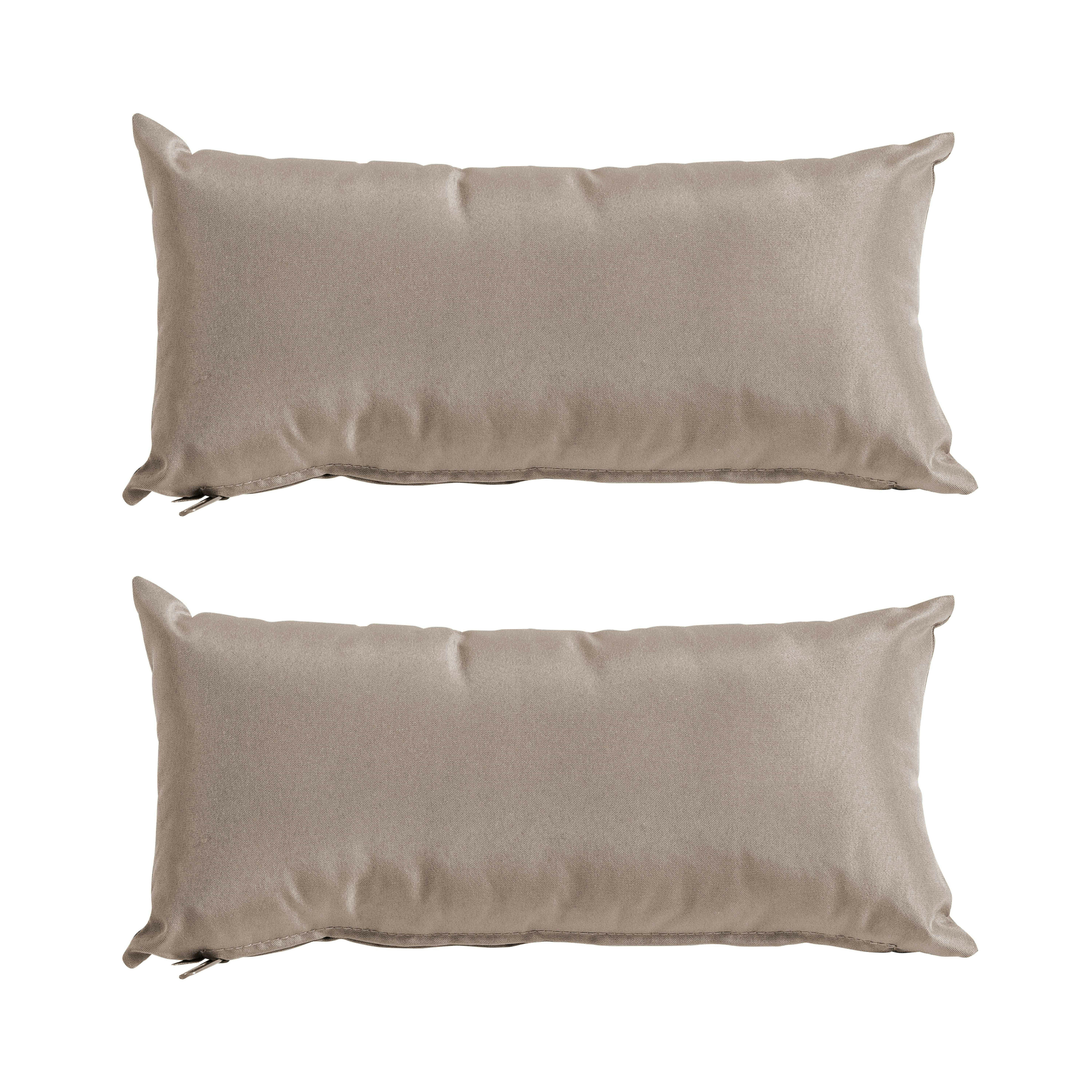 CUZCO - Lot de 2 petits coussins polyester taupe 40x20x8 cm