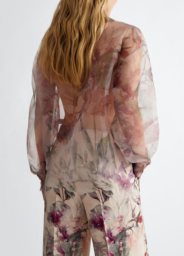 Camicia floreale in organza