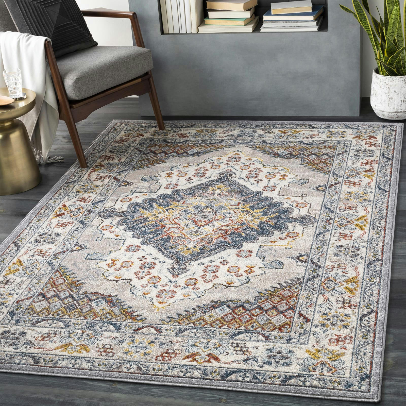 JADE - Tapis Vintage Oriental Multicolore/Taupe 160x213