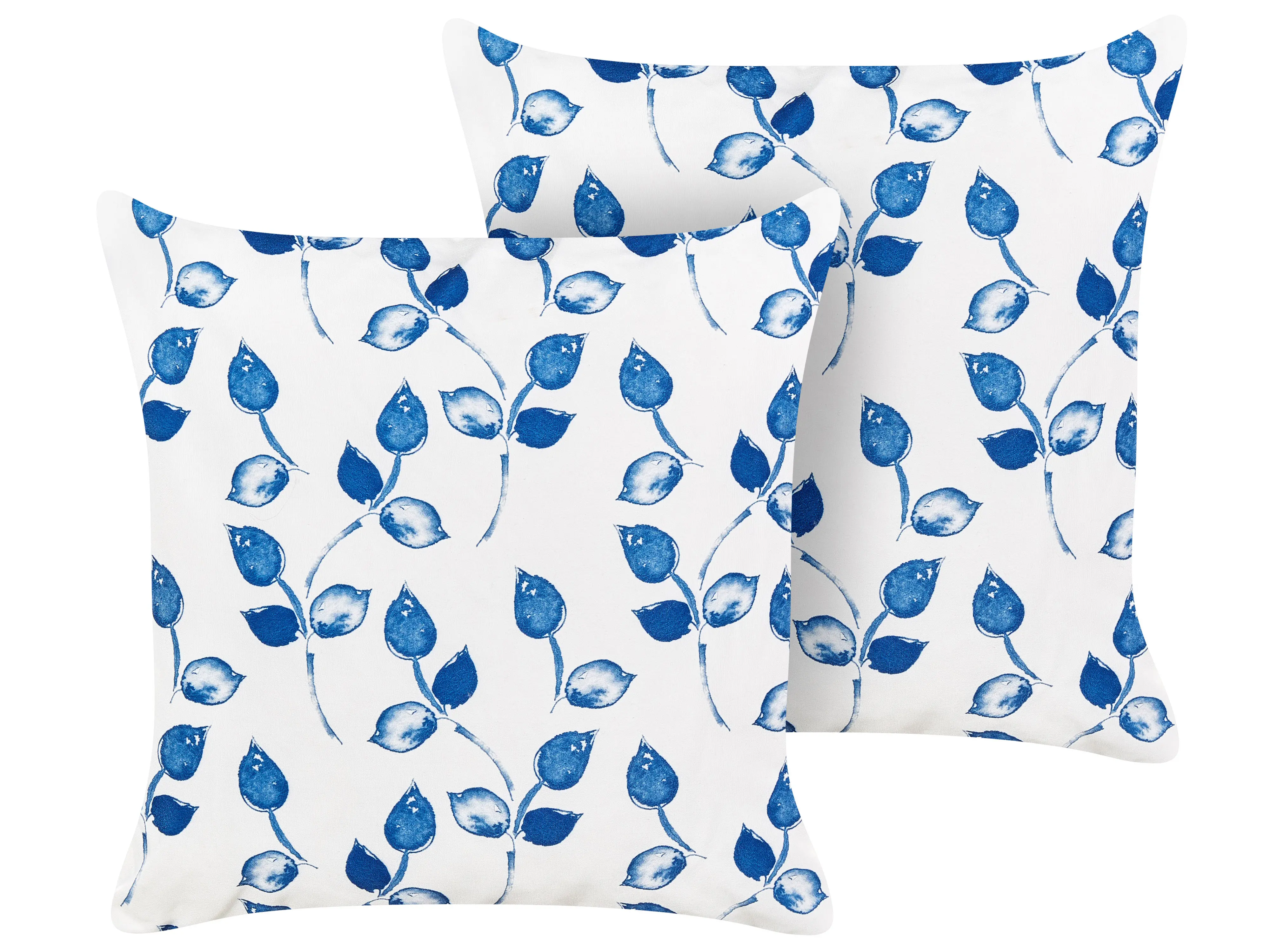 Set of 2 Outdoor Cushions TORBORA Plant Pattern 40 x 60 cm White Blue