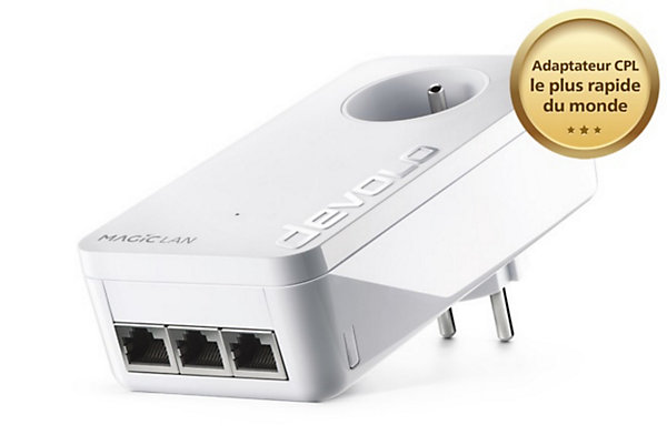 Kit de 1 adaptateurs CPL 2400 Mbits, Magic 2 LAN triple, avec 3 ports Ethernet