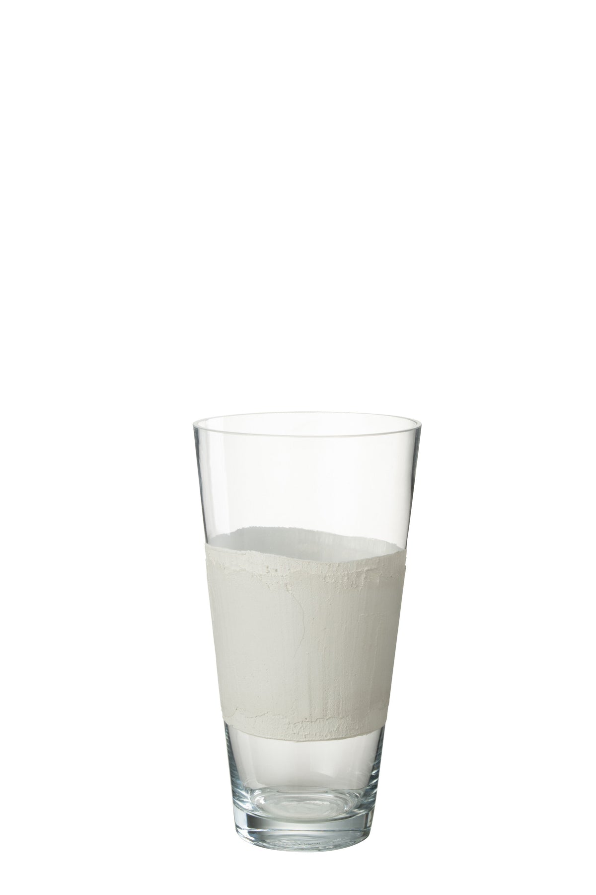 J-Line vaas Delph - glas - transparant/wit - small - 35 cm hoog