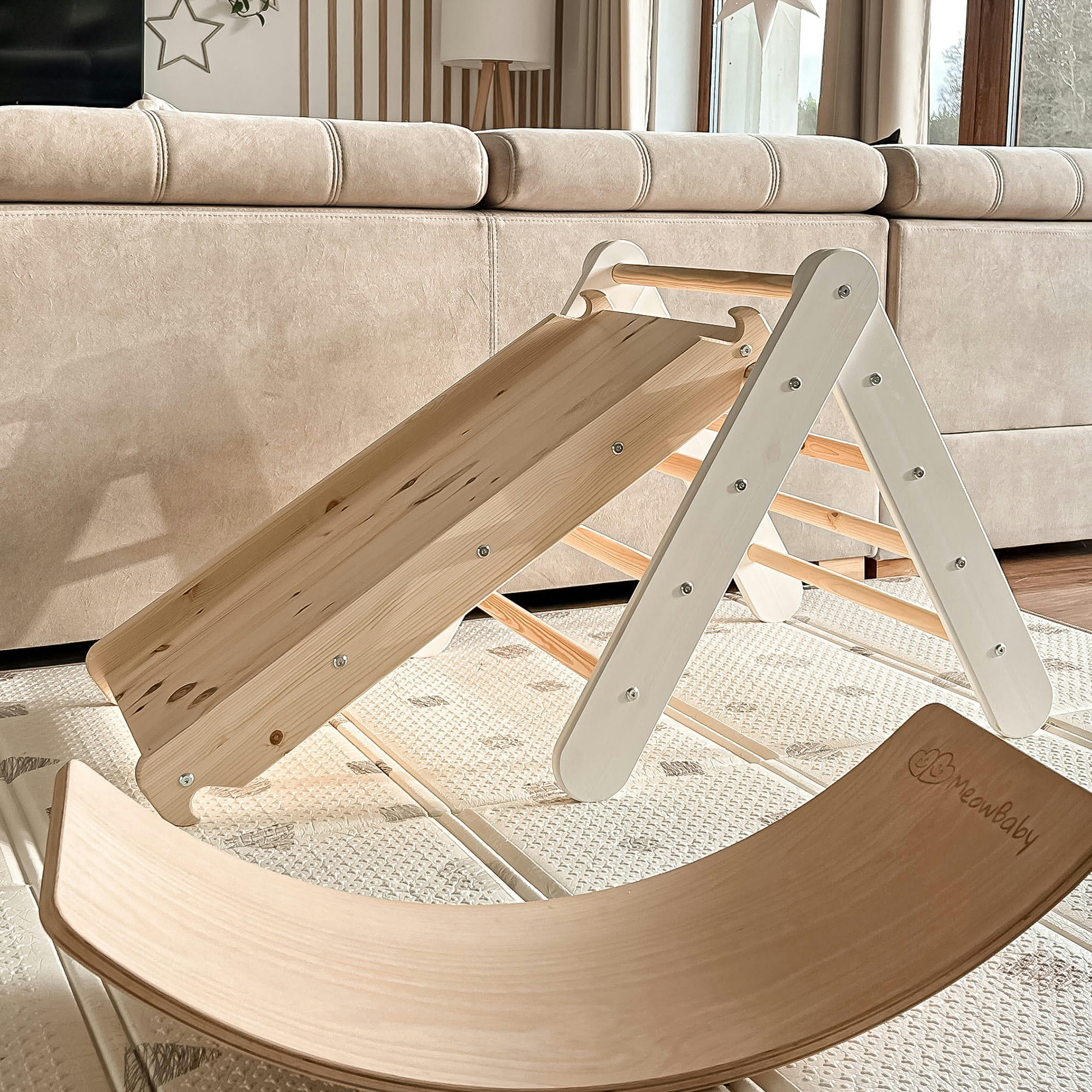 - Triangle d'escalade avec Toboggan pour Enfants - Montessori Naturel