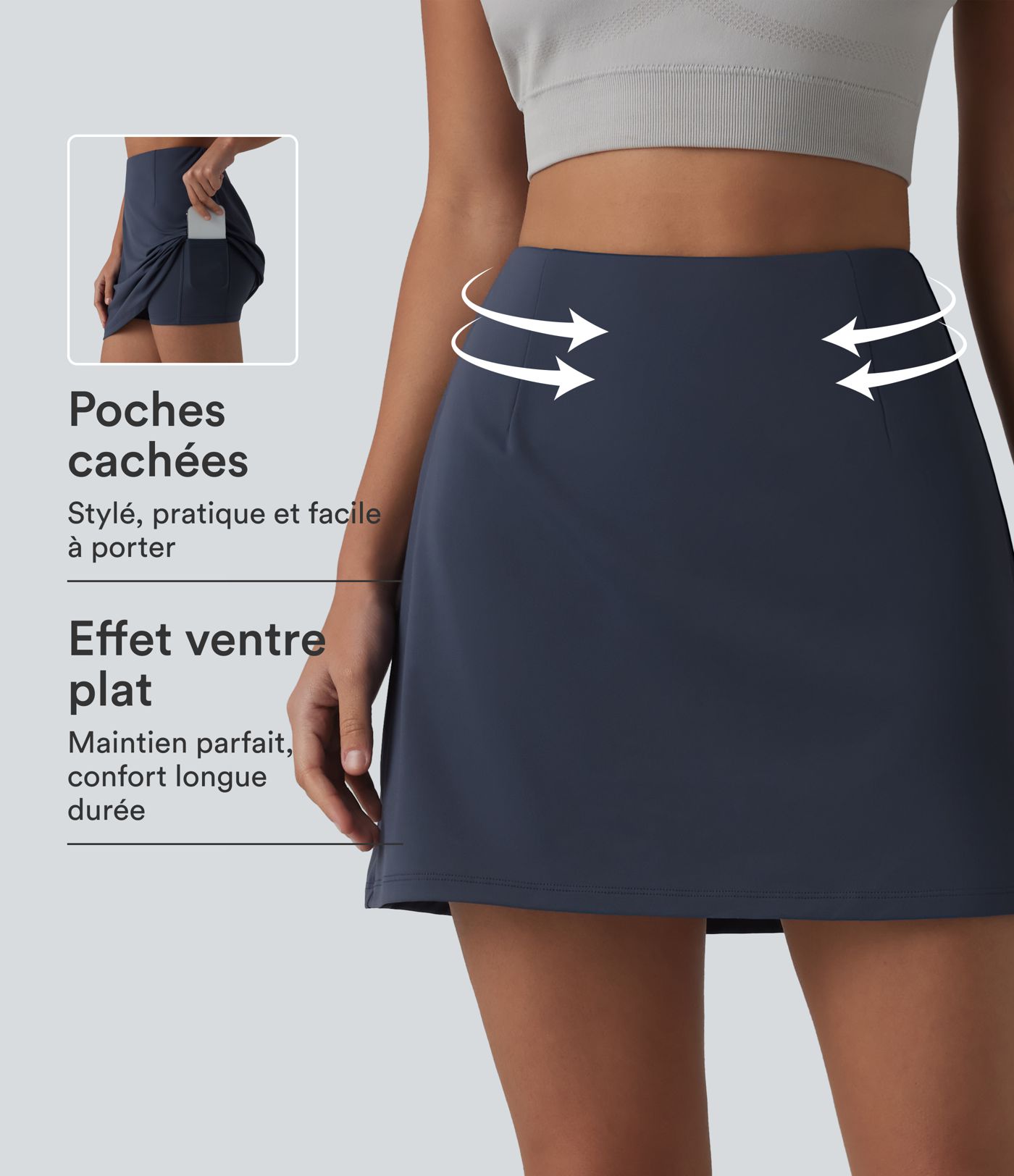 Halara UltraSculpt™ Jupe mini de sport 2-en-1 ventre plat taille haute avec poches
