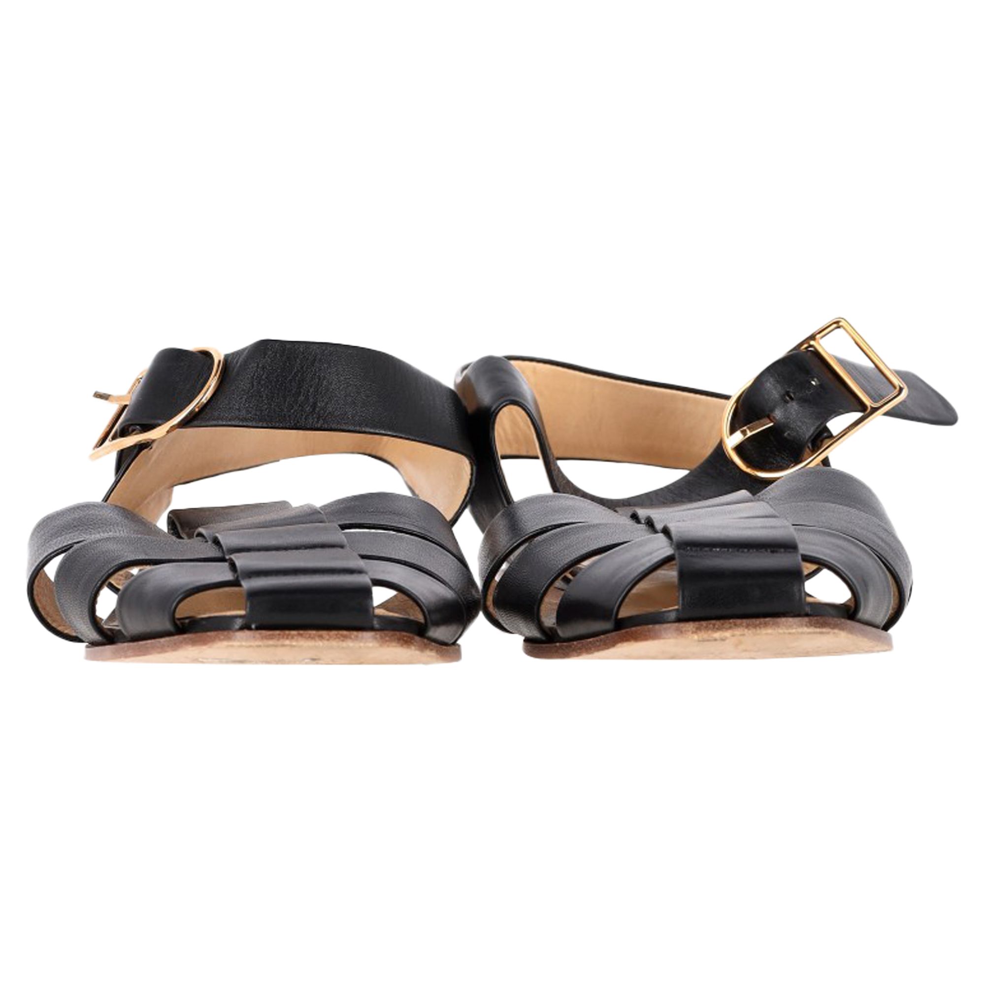 Gabriela Hearst Preloved Zoey Sandals in Black Leather