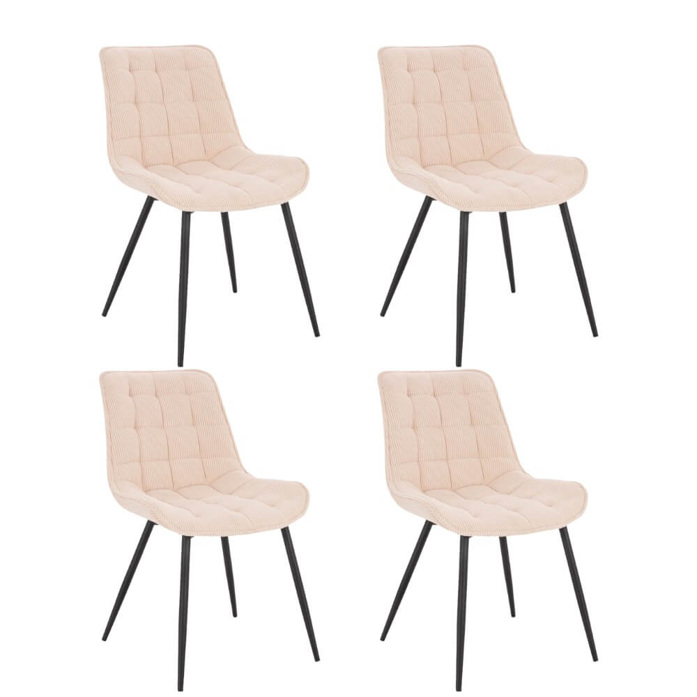 Home Deluxe gestoffeerde stoel IKALO Cord Cream Aantal: 4