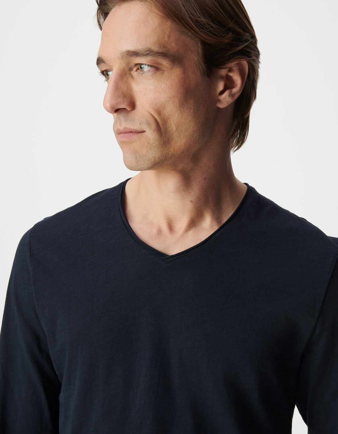 T-shirt manches longues noir coton bio flammé Homme