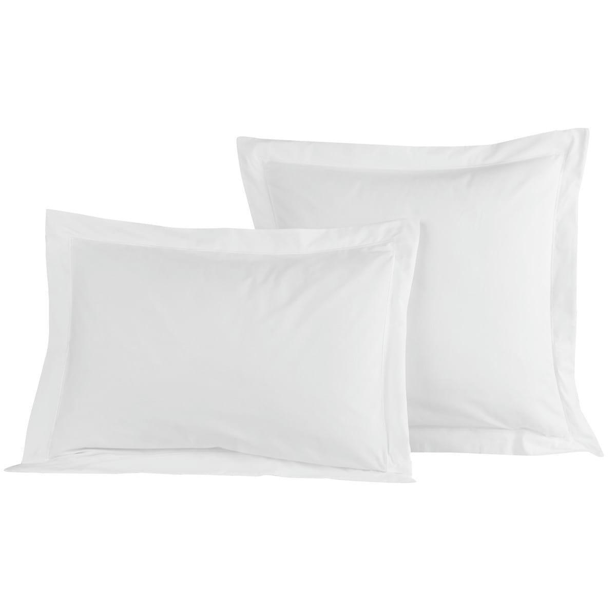 SOFT PERCALE - Lot de 2 taies d'oreiller en percale de coton blanc 65x65 cm