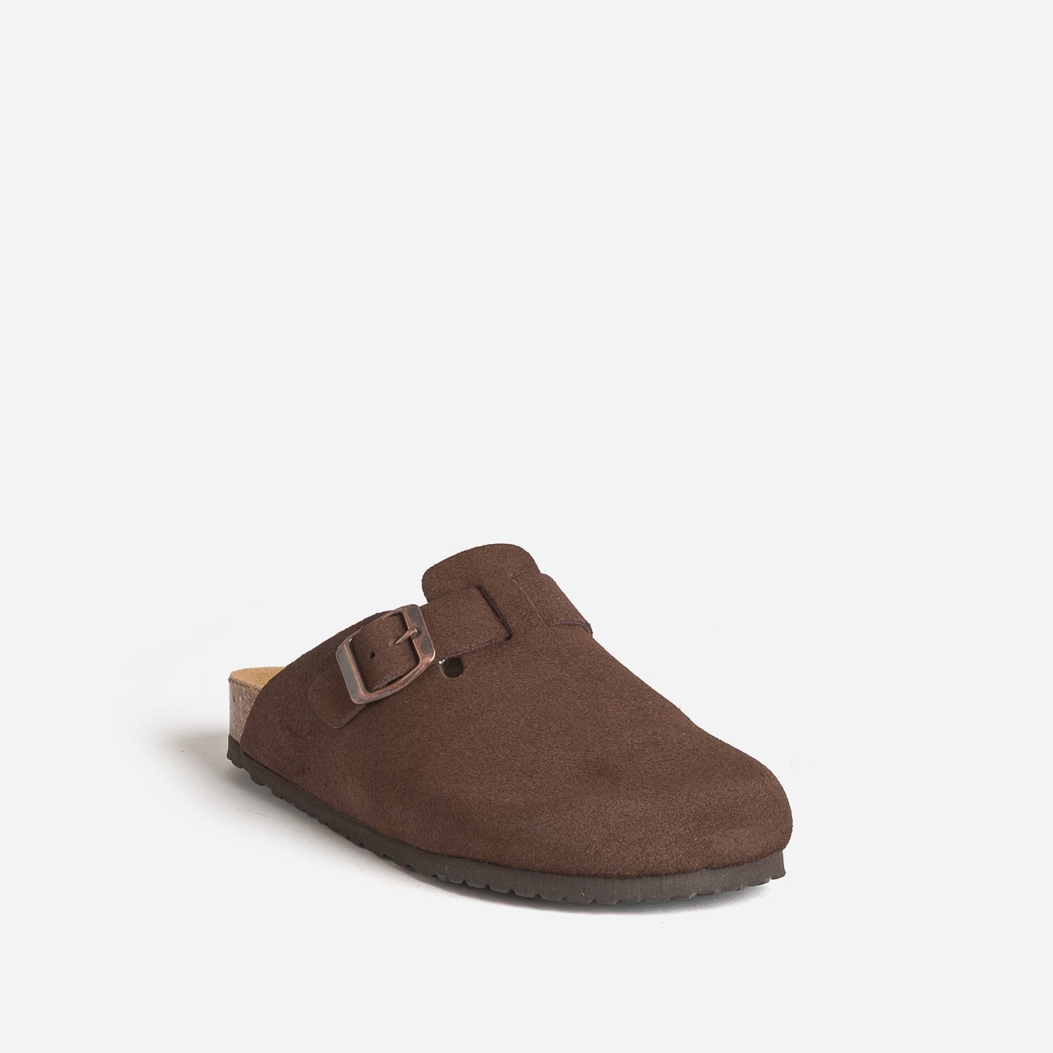 Mule-sabot marron cuir velours