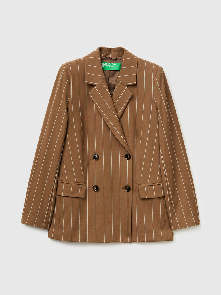 Double-breasted pinstriped jacket