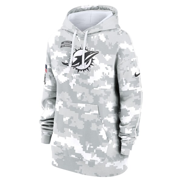 Miami Dolphins Nike Women's 2024 Salute To Service Club Fleece Pullover Hoodie - Arctic Camo