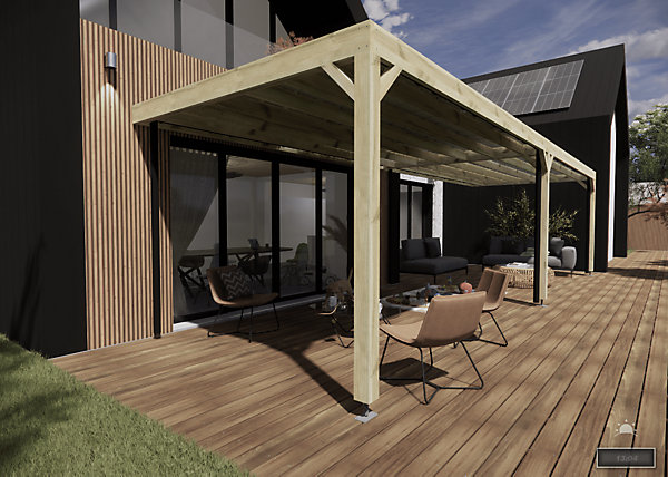 Carport bois - 10m x 3m - adossée - sens largeur - livraison comprise