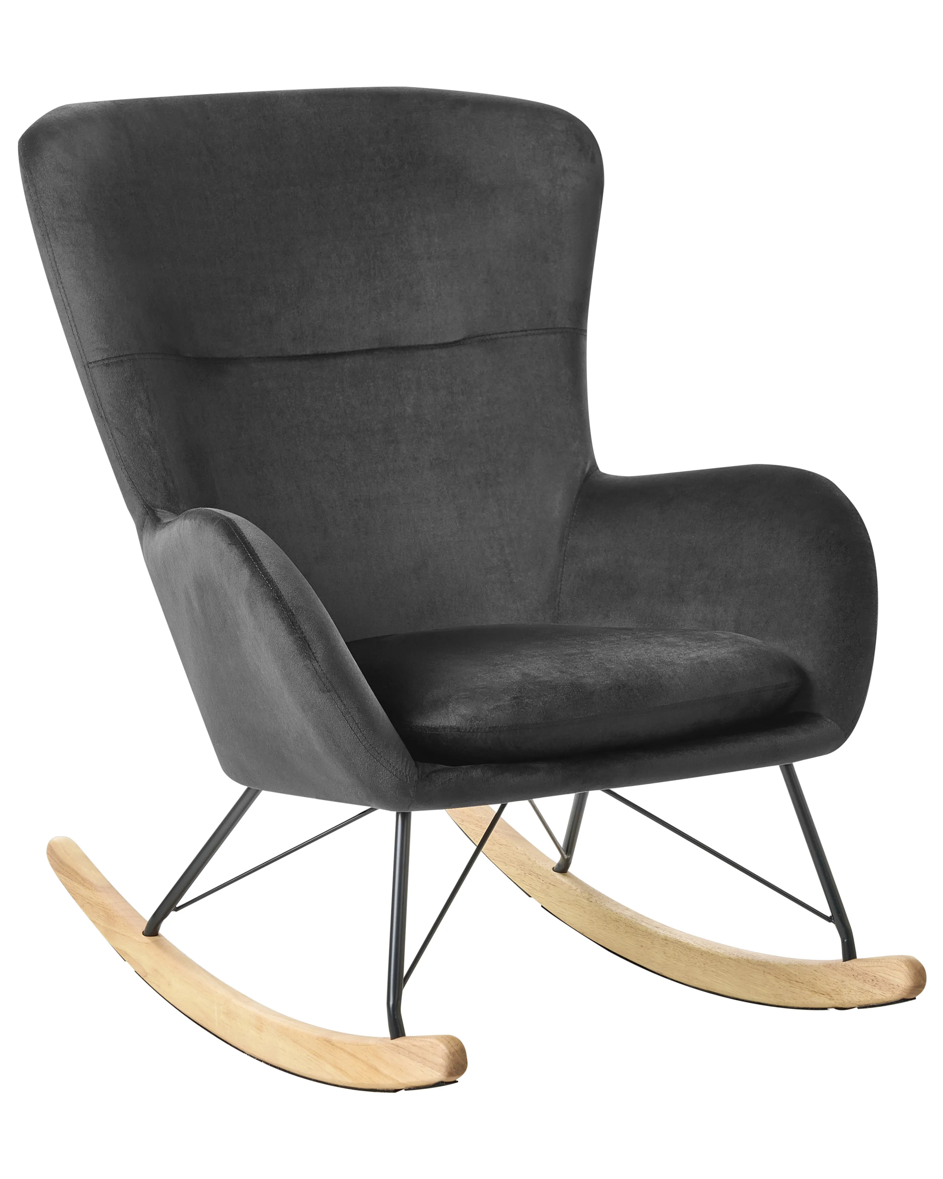 Rocking Chair ELLAN Velvet Black