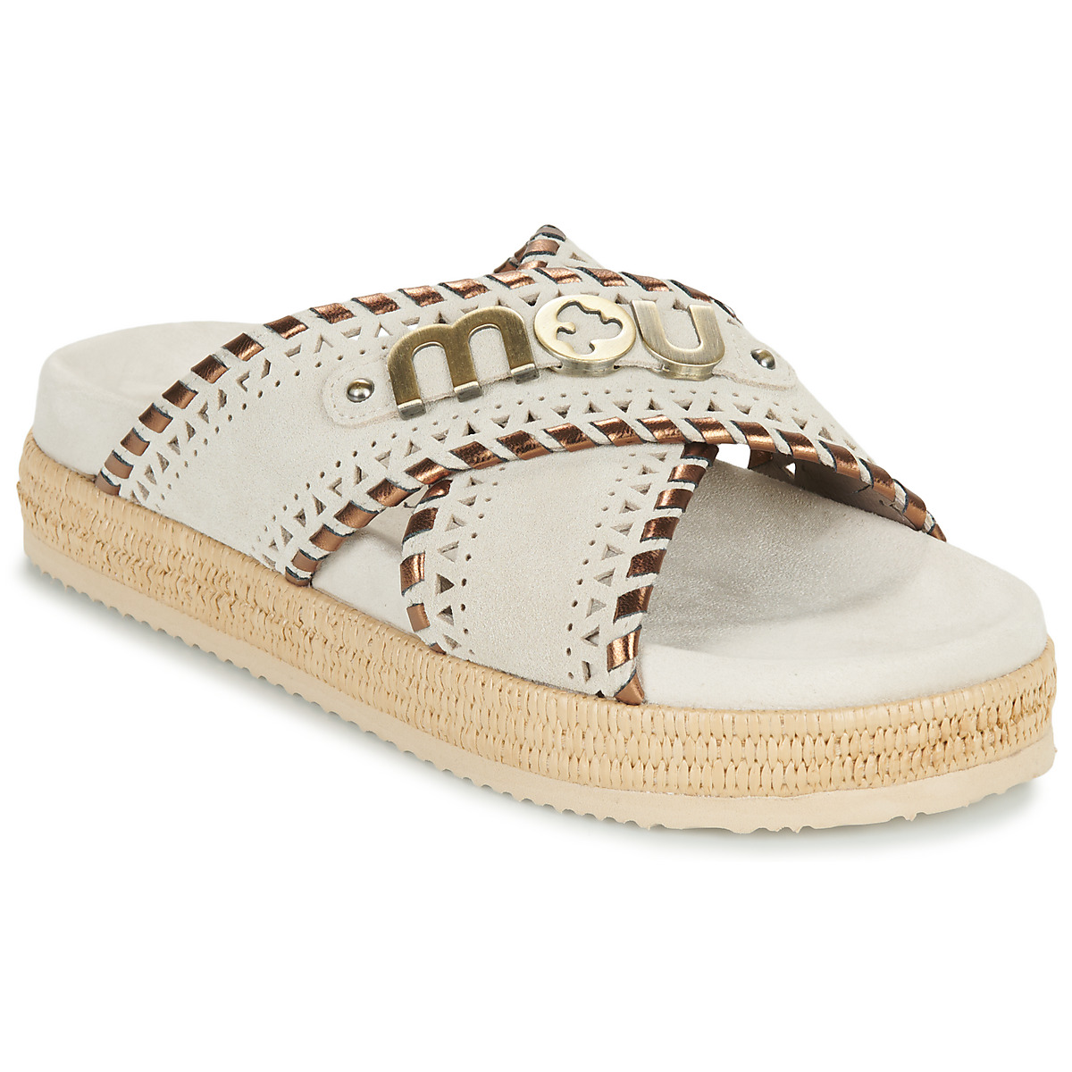 Mou - CRISS-CROSS SANDAL METAL STITCH - White