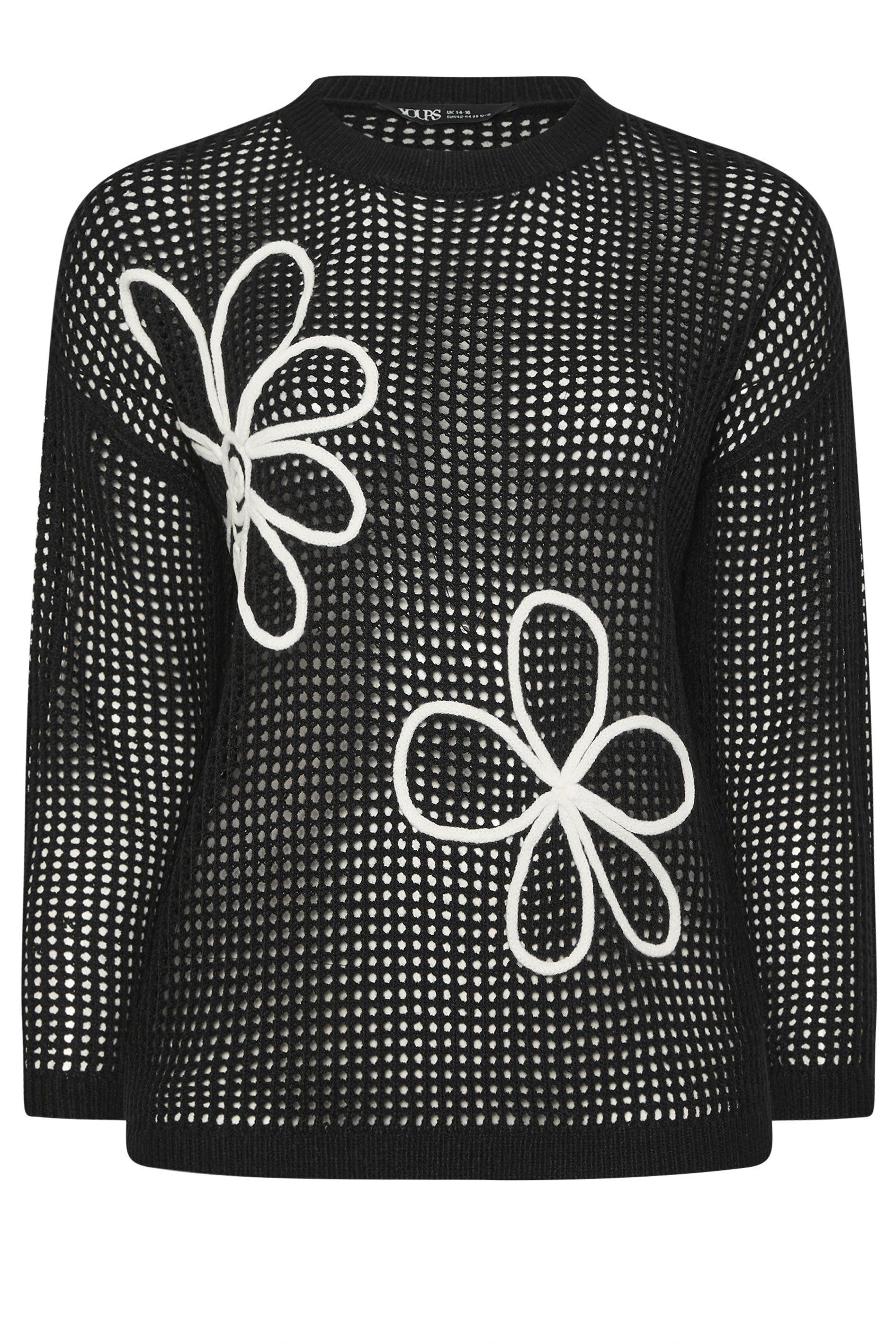 Yours Crochet Knit Floral Knitted Jumper