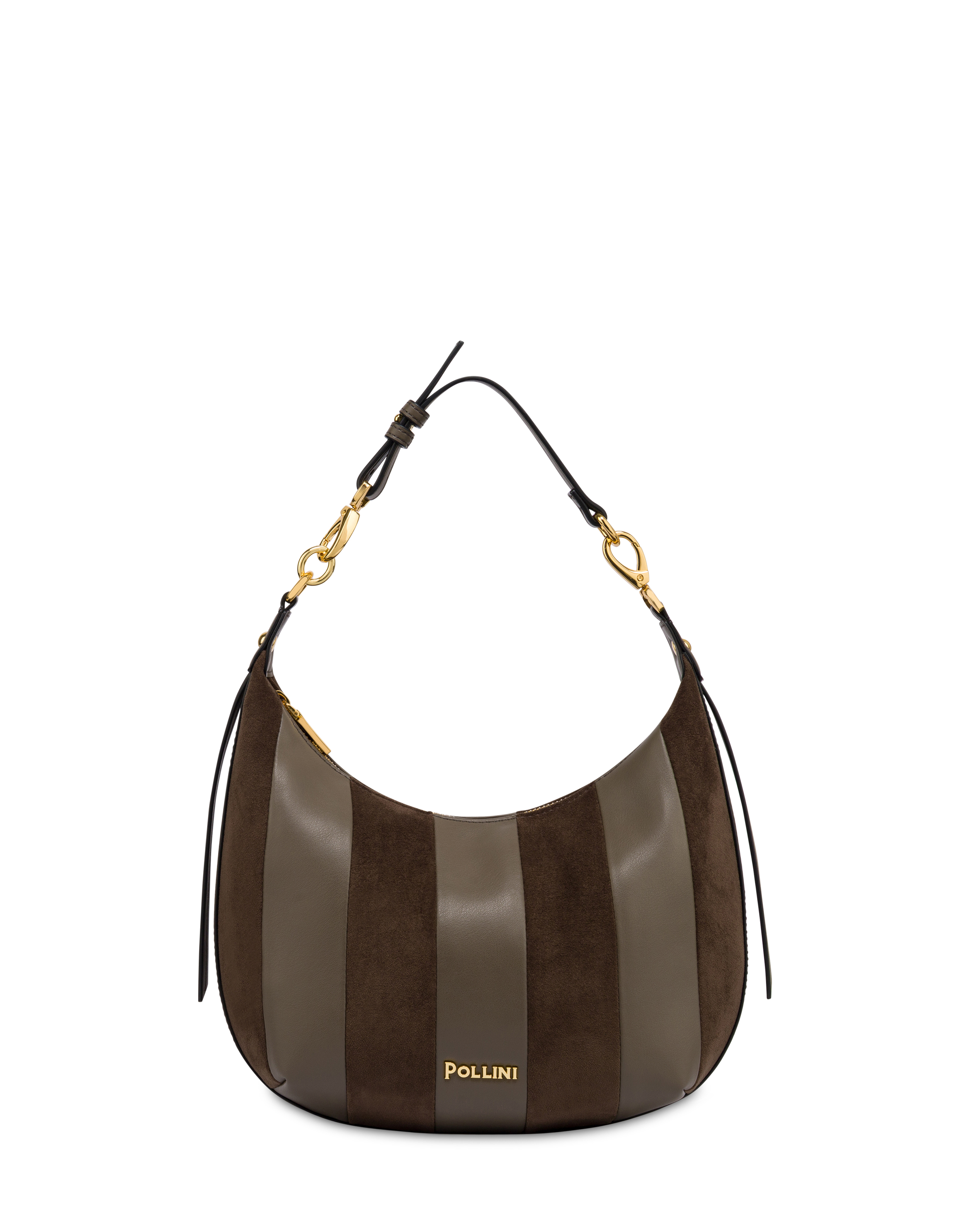 Borsa A Spalla Comfy Small In Plain Pu E Fabric Suede Militare/militare