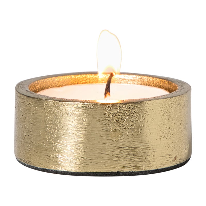 Waxinelichthouder rond - goudkleurig - &Oslash;5x2 cm
