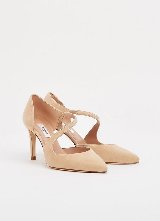 Victoria Beige Suede D'orsay Courts