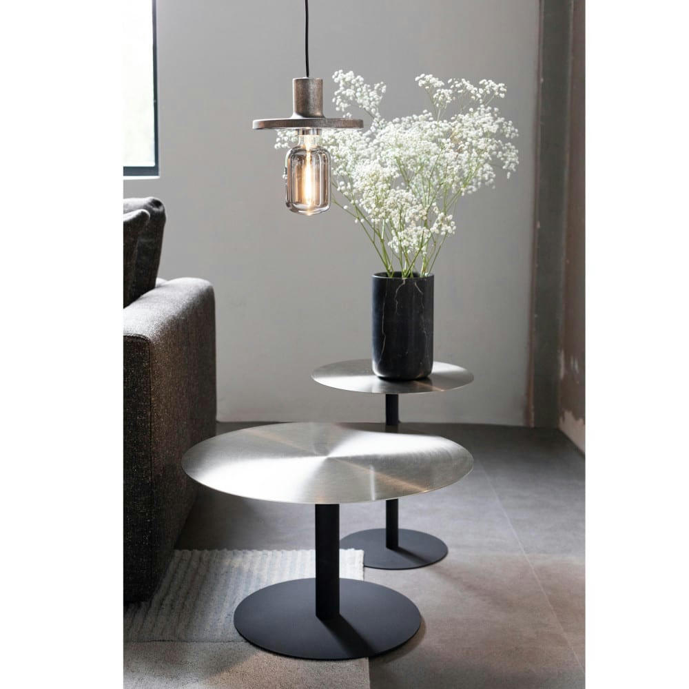 SNOW - Table basse ronde en métal brossé D60cm argent