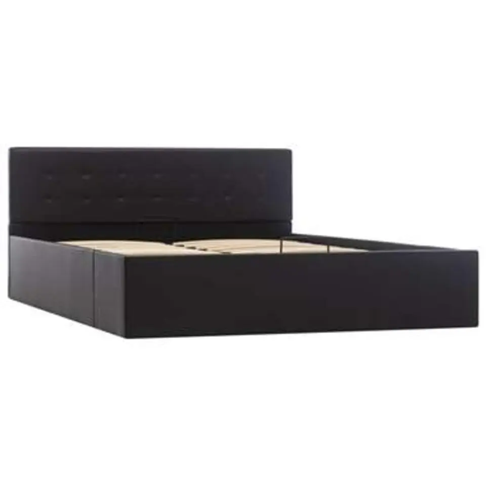 vidaXL - Bed met opbergruimte - Hydraulisch - Zwart - Kunstleer - 140x200 cm