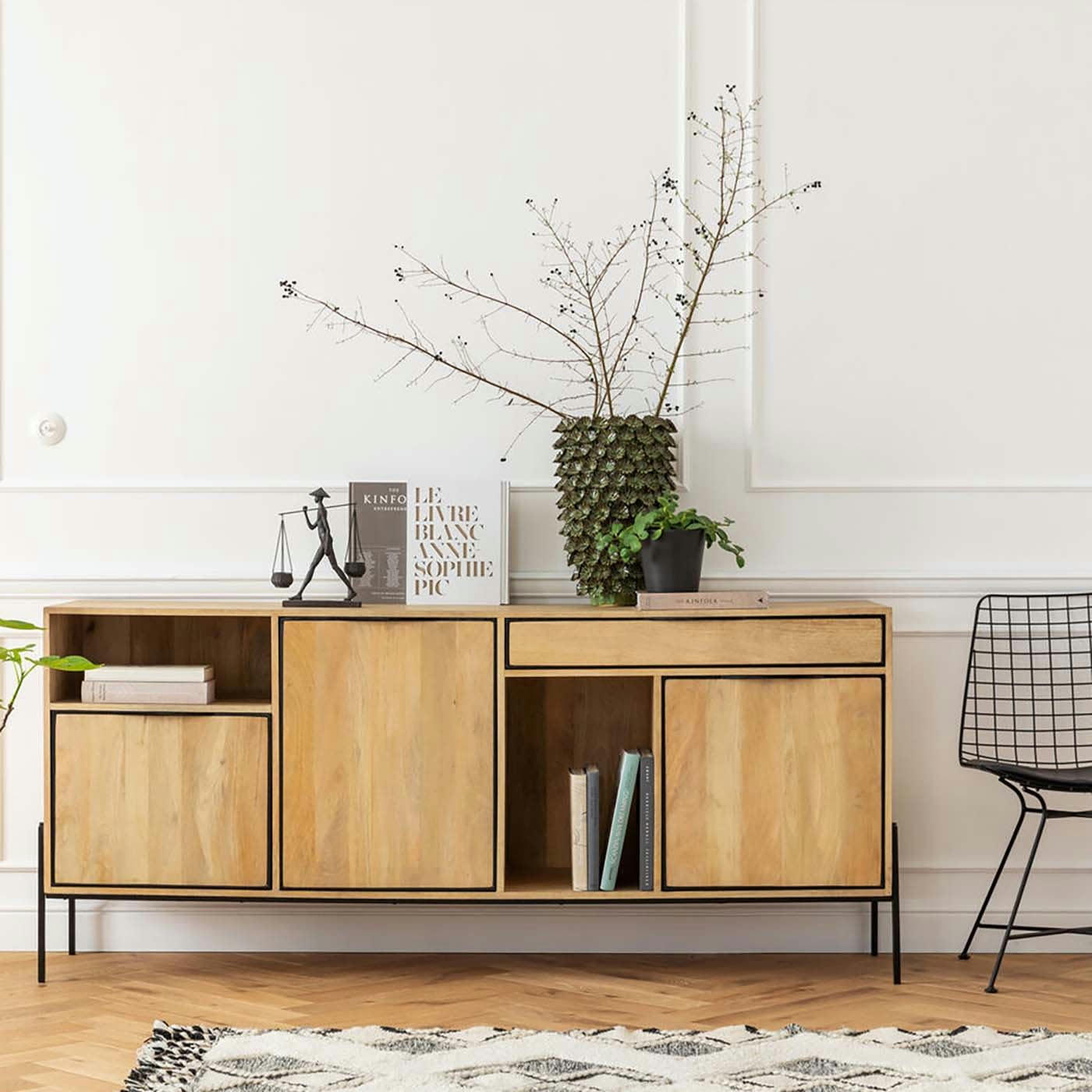 MODENA - Buffet 3 portes 1 tiroirs en manguier massif