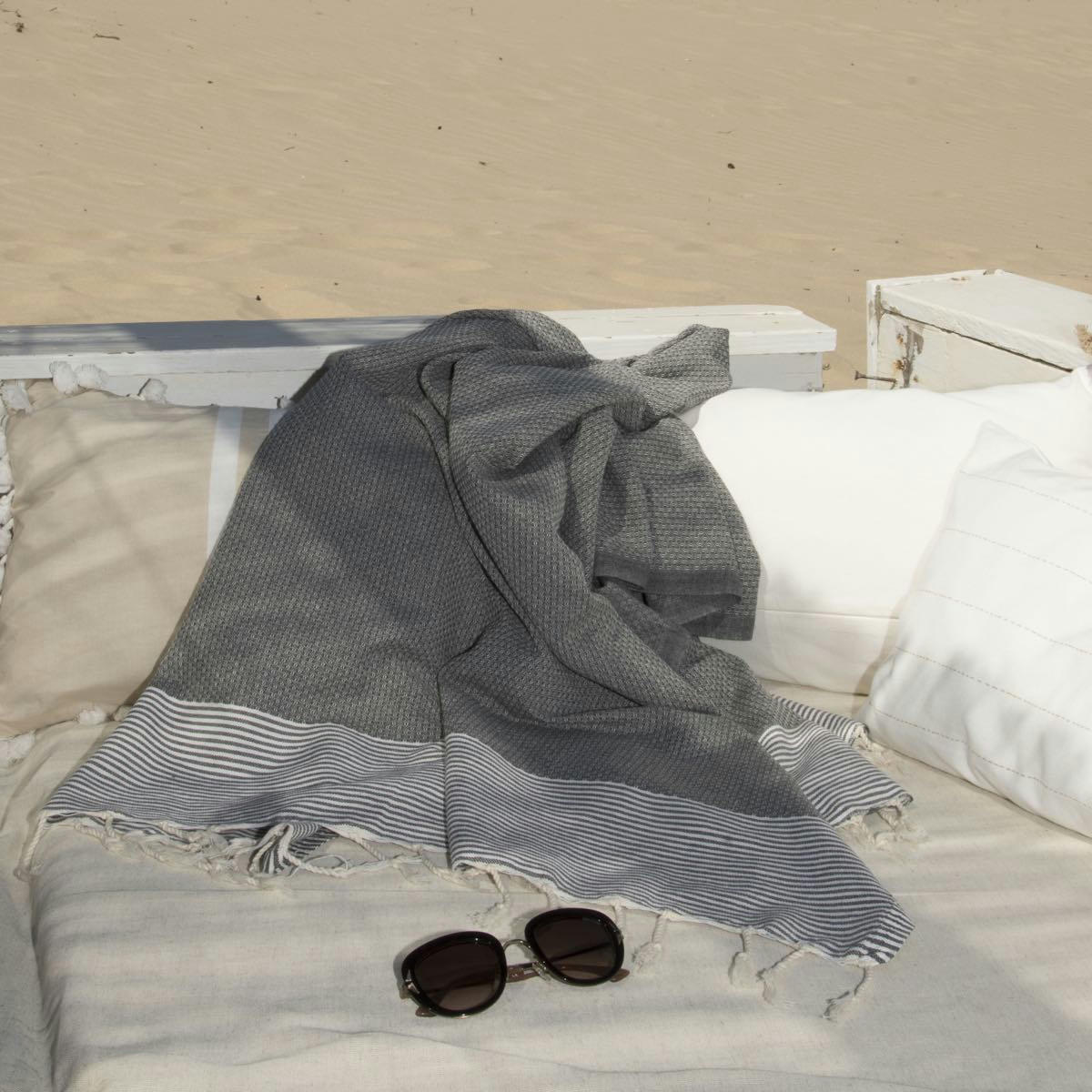 IBIZA - Fouta coton  100x200 gris moyen